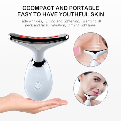 Face and Neck Massager£¬7 Color Multifunctional Facial Skin Care Tools, Led Face and Neck Beauty Device for Home Use