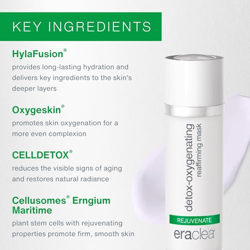 eraclea Detox-Oxygenating Reaffirming Mask with Hyaluronic Acid - Hydrates Skin & Cleanses Pores, Anti-Aging Facial Mask for All Skin Types (1 fl oz)
