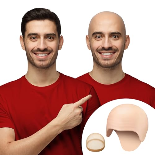 Zadin Bald Cap for Men & Women - 2PC Latex Costume Kit