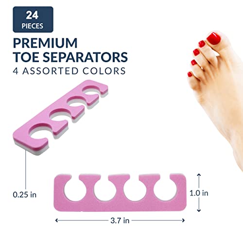 Premium Toe Separator Set - 24 Soft Foam Pedicure Tools by ZMOI