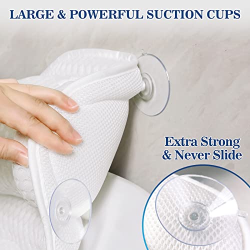 Bath Pillow with 4D Mesh Fabric & Suction Cups - Neck & Back Support