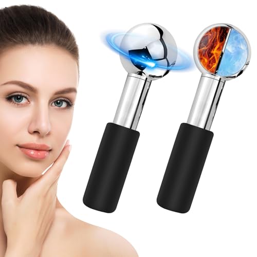 CGBE 360 Rotating Ice Globes For Face, Food-Grade Stainless Steel Facial Globes For Cryo Therapy, Smaller Ice Globes For Facials Reduce Wrinkles & Swelling - Black