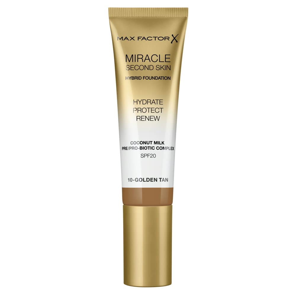 Max Factor Miracle Second Skin Hydrating Foundation, Golden Tan - 30 ml