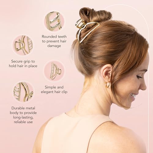 Kitsch Open Shape Metal Hair Claw Clip for Women - Elegant Gold Finish