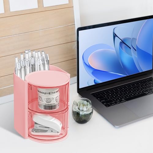 Luscinia Pink 2-Layer Rotating Hair Accessories Organizer & Brush Holder