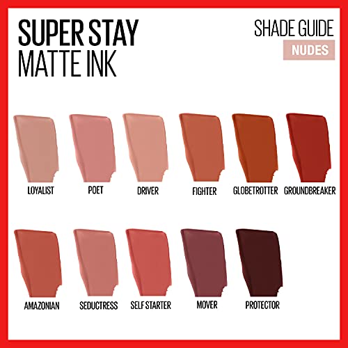 Maybelline Super Stay Matte Ink Liquid Lipstick Makeup, Long Lasting High Impact Color, Up to 16H Wear, Poet, Light Rosey Nude, 1 Count