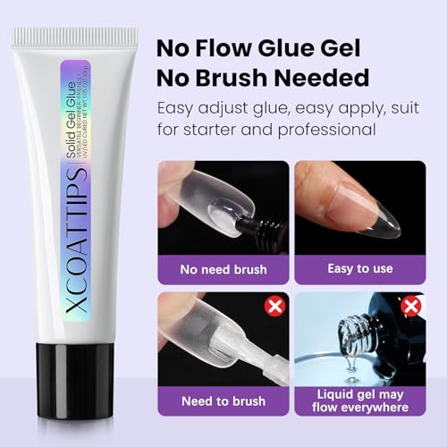 btartboxnails Short French Tip Press On Toenails - Solid Nail Gel Glue