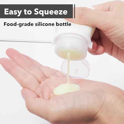 1oz Silicone Travel Bottles for Toiletries (4-Pack), TSA Approved Leakproof Toiletry Bottles with Locking Lid, Refillable Travel Size Containers for Shampoo, Body Wash, Camping & Trips