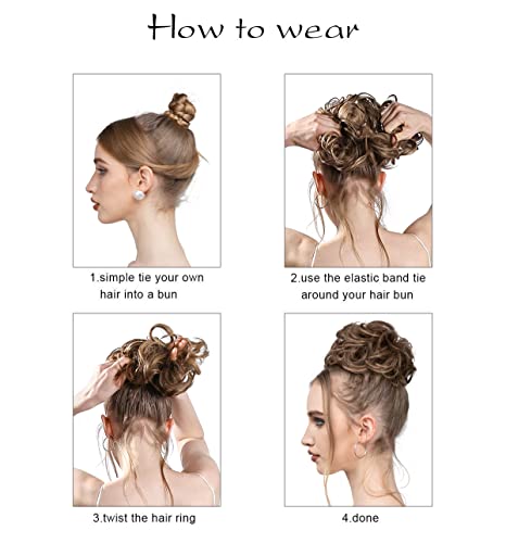 SARLA Messy Hair Bun Scrunchies - 2PC Wavy Updo Extensions