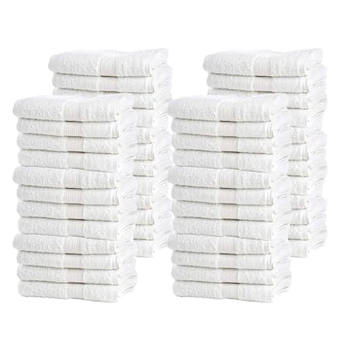 Bulk Spa White Washcloths ? 48 Pack ? Size 12¡± x 12¡± ? Thick Loop Pile Washcloth ? Absorbent and Soft 100% Ring-Spun Cotton Wash Cloth ? Lint Free Face Towel ? Wash Cloths Perfect for Bathroom