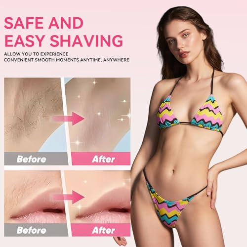 Bikini Trimmer for Women 2 IN 1 Electric Razors IPX7 Waterproof Wet & Dry Use Womens Electric Razor Dual Head Shaver for Bikini Underarm Leg Arm Body Face, Pink