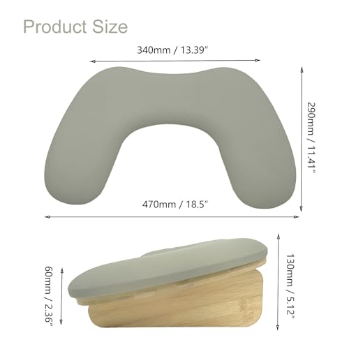 TANG SONG U-Shaped Hand Rest Wooden Base Sponge Manicure Hand Rest Pillow Nail Stand Hand Holder Nail Table Manicure Armrest Cushion (Grey)