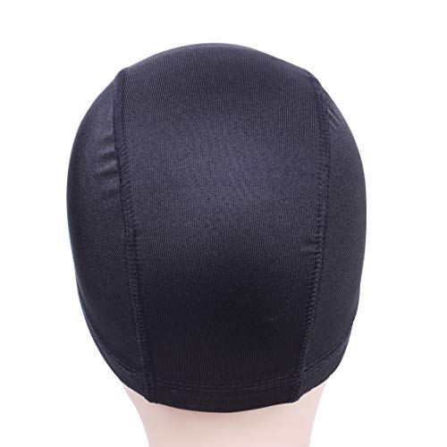 YANTAISIYU 2 pcs/lot Black Dome Caps Wig Caps for Wig Making Stretchable Hairnets Wig Cap with Wide Elastic Band (Dome Cap M)