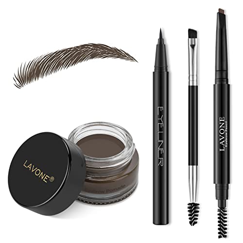 LAVONE Eyebrow Stamp Kit - Pencil, Eyeliner & Pomade Medium Brown
