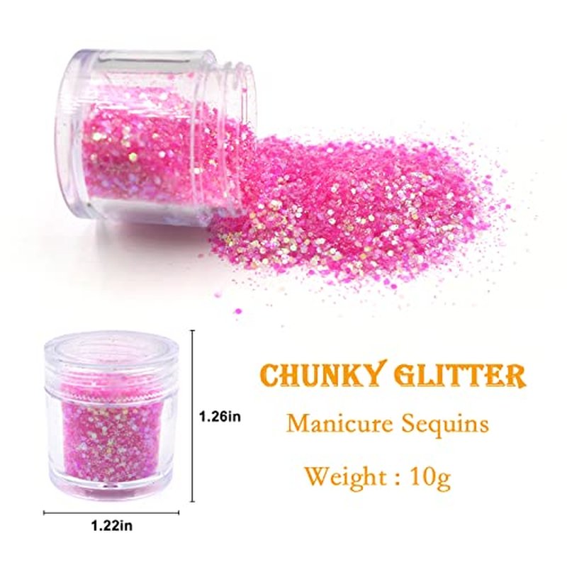 9 Color Holographic Chunky Glitter Sequins Resin Crafts Colorful Nail Sequins for Face body and Women DIY Decoration (Mixed Color-A)