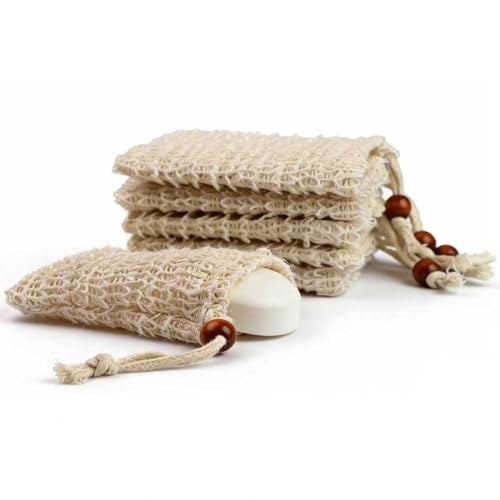 Sisal Soap Bag 6-Pack Exfoliating Soap Saver Pouches for Bar Soap