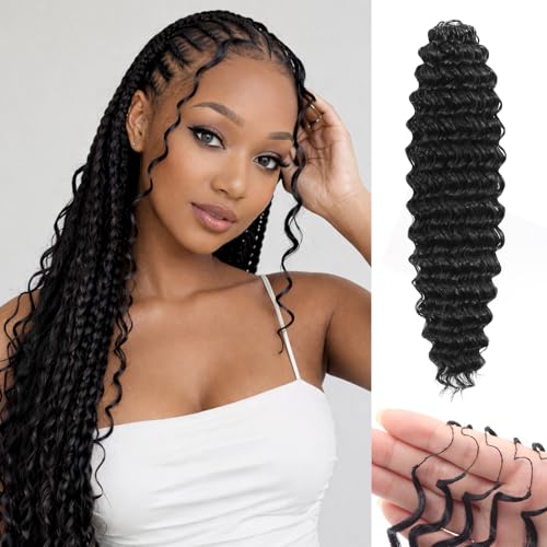 Deep Wave Feather Crochet Hair 18" - 50 Strands Knotless