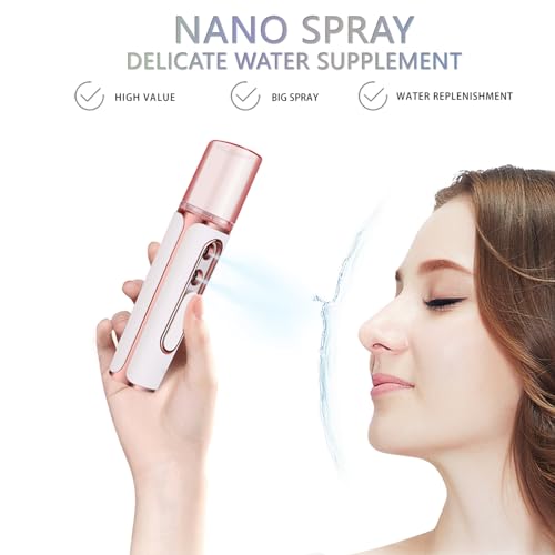 Nano Facial Mister with Dual Nozzle, USB Rechargeable, Cool Mist