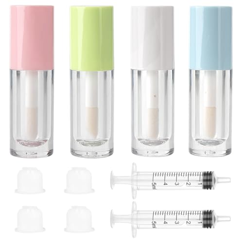 Qeuly 4 Piece 6ml Empty Lip Gloss Tubes with Wand