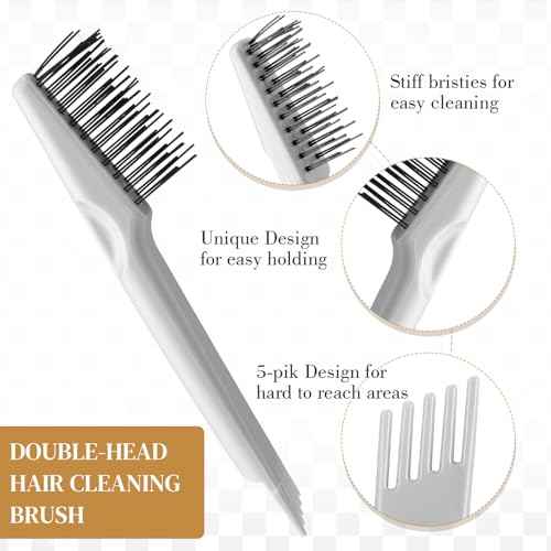 Boao 2 Pieces Hair Brush Cleaning Tool Comb Cleaner Brush Mini Comb Cleaning Hair Remover Tool for Removing Dust Home and Salon Use (Gray, Wood Color)