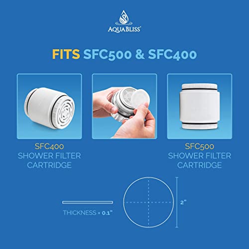 AquaBliss SFC400 HD Revitalizing Filter Cartridge 3pcs w/ 30pc Pack of Sediment Pads (Exclusive Bundle)
