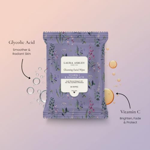 Laura Ashley 4 Pack Face Wipes for Women - Cleansing Makeup Remover Wipes with Vitamin C, Retinol, Hyaluronic Acid - 120 Pcs
