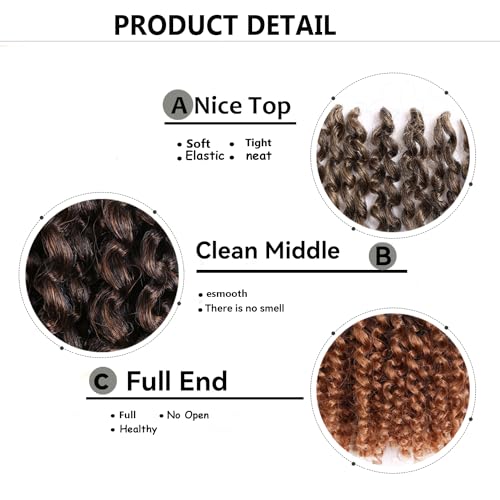 Marlybob Crochet Hair 8 Inch Passion Twist Hair Afro Kinky-Curly Crochet Hair Curly Crochet Hair For Black Women Curly Braiding Hair Crochet Hair Braids（8 Inch 3 Bundles, 1B）