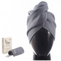SELARUS 100% Turkish Cotton Hair Towel Wrap for Women, Grey 400 GSM, Anti-Frizz, Waffle Turban Head Wrap, 1 Pack 10x26 inc