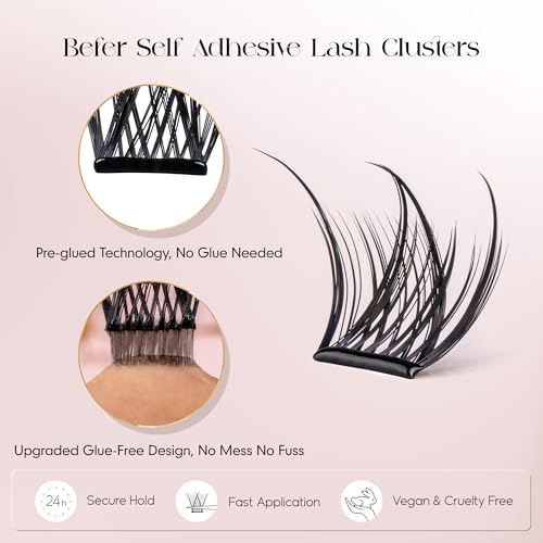 BEFER Self Adhesive Eyelash Clusters D Curl 10-16MM