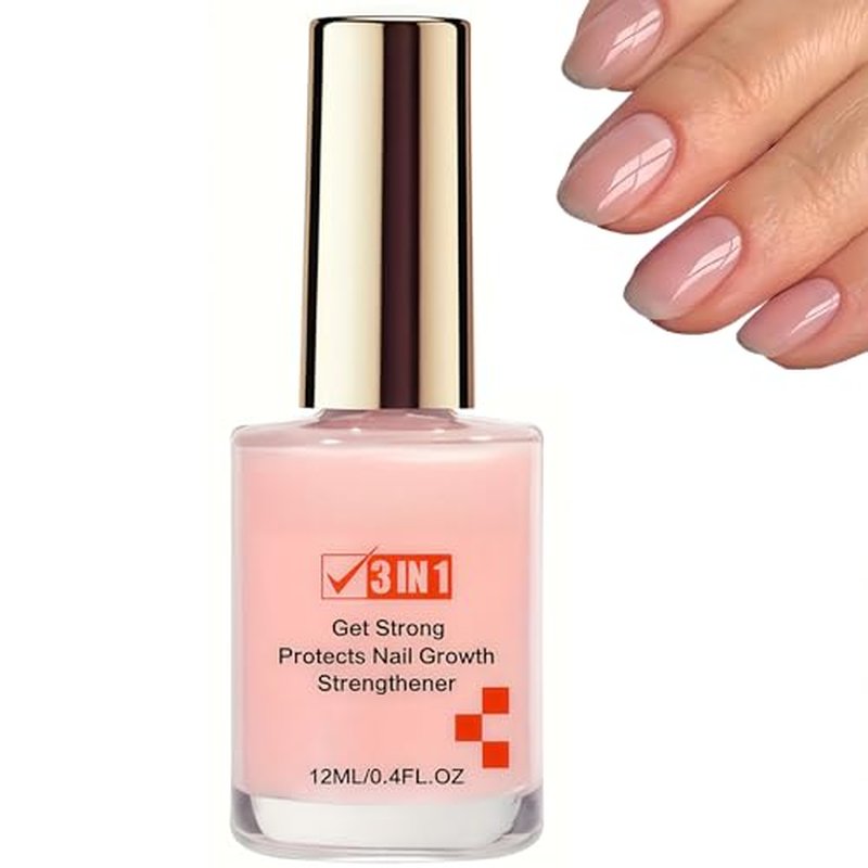 NovaCharm 3 in 1 Nail Strengthener - Clear Pink Polish for Weak Nails