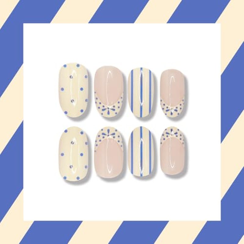 24pc Short Oval Press On Nails Kit with Adhesive Tabs