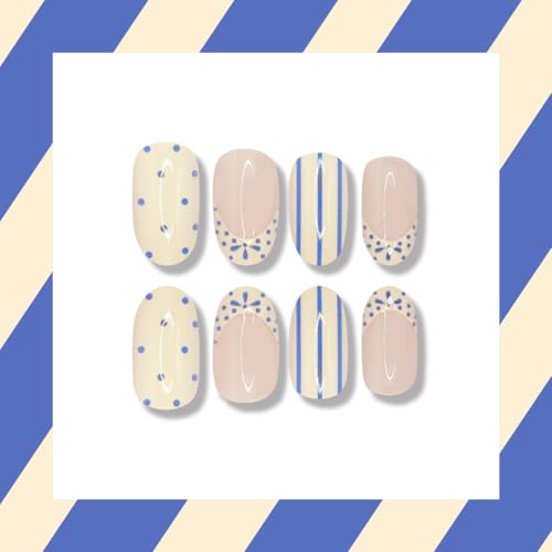 24pc Short Oval Press On Nails Kit with Adhesive Tabs