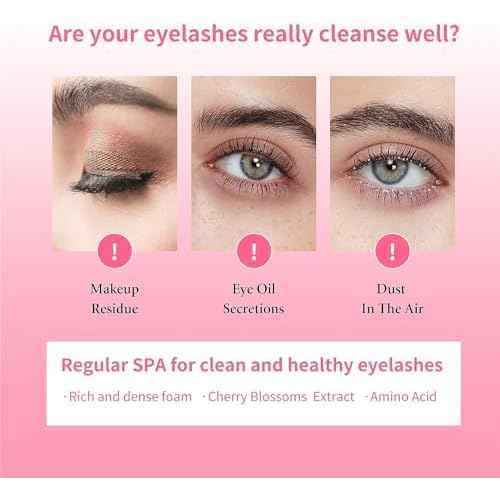 Eyelash Extension Cleanser, BREYLEE Upgraded Eyelash Extension Shampoo 60ML+Mascara Wand+Brush Eyelash Foam Cleanser For Extensions and Natural Lashes