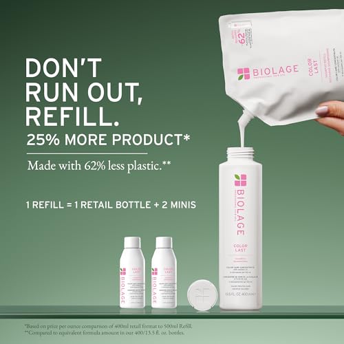 Biolage Color Last Shampoo & Refill Set for Color-Treated Hair - Vegan, Nourishing & Shine-Enhancing