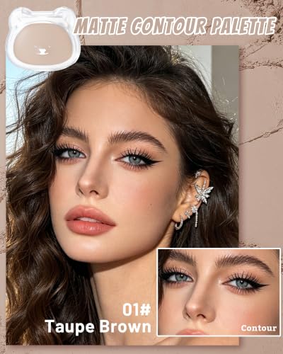 Matte Taupe Contour Powder with Brush - Waterproof & Buildable