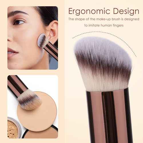 KINGMAS Makeup Brush Powder Puff Set, Foundation Concealer Contour Makeup Brushes, Flawless kabuki Brush Face Velour Puff for Foundation Blush Bronzer Contour Concealer, 3 Brushes & 3 Powder Puff