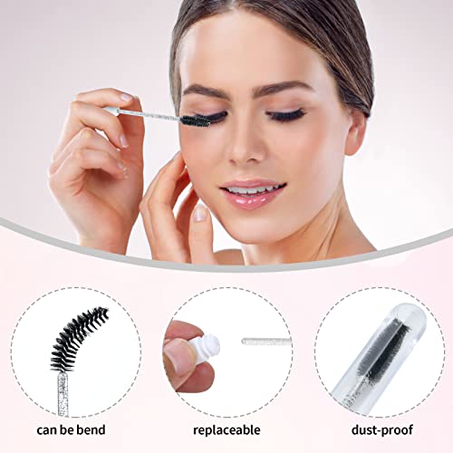 100 Pcs Lash Shampoo Bottle Brushes Set 20 Empty Foam Pump Dispensers 20 Label Stickers 20 Mascara Wands and Tubes 20 Cleansing Brush 20 Bag for Eyelash Extensions Aftercare(Black)