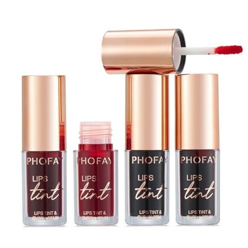 PHOFAY Lip Gloss Set, Liquid Lip Color Set - Lightweight, Long-Wearing & Non-Tacky, Transfer-Proof Formula with Vibrant Pigment (4 Pcs) (4 COLORS)