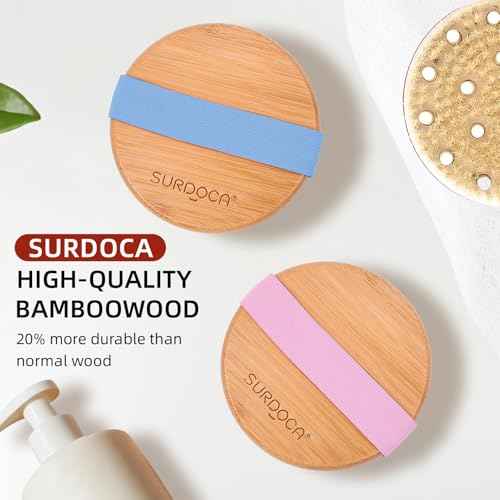 SURDOCA Dry Brushing Body Brush for Lymphatic Drainage, Wet & Dry Body Scrubber, Natural Exfoliating Brush, Pink