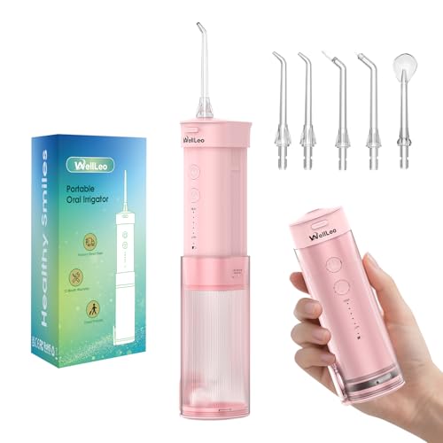 Mini Water Flosser for Teeth,Travel Dental Flosser Picks, Portable Oral Irrigator with Telescopic Water Tank, 5 Modes IPX7 Waterproof Tooth Flosser for Brace, Sensitive Teeth, with Storage Bag