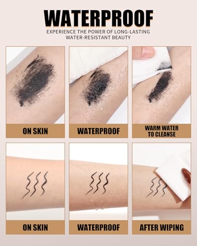2-in-1 Mascara & Eyeliner Set, 24HR Waterproof Black