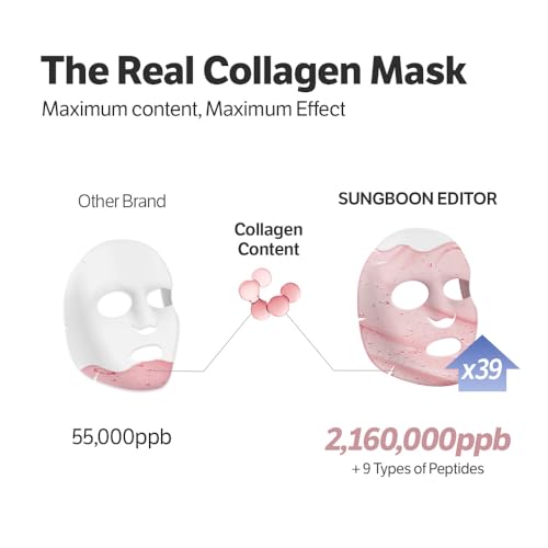 SUNGBOON EDITOR Deep Collagen Overnight Mask Hydrating Mask for Glass Skin, Wrinkle Care, Firming & Pore Refining 2,160,000PPB Collagen + 9 Peptides Korean Skincare, 4ea Valentines Day Gifts for Woman