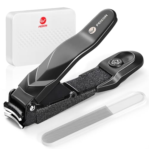 FEIXON Nail Clippers for Men Women with Catcher,Heavy Duty No Splash Ultra Sharp Fingernail Clipper & Toenail Clippers,Nail Cutter with Nano Nail File for Adult,Seniors,Home,Travel,Gifts