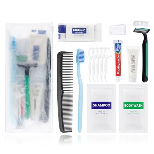 Pack of 50 Travel Size Toiletries Kit Individually Packed,Personal Hygiene Kit for Men Homeless Care Package Supplies Bulk