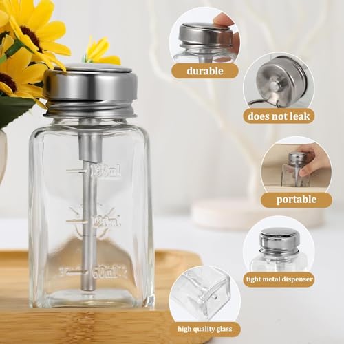 6oz Glass Push-Down Pump Dispenser for Acetone & Nail Polish
