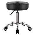 Heavy Duty Rolling Stool with Wheels Hydraulic Lift 360 Swivel Adjustable Rolling Chair Thick Leather Ergonomic Seat Stool Chair for Kitchen Drafting Lab Office Salon Massage Black