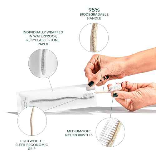 Terra & Co. Gentle Green Toothbrushes ? 10-Pack of Plastic-Free Toothbrushes with Soft Bristles for Sensitive Teeth & Gums ? Individually Sealed ? BPA-Free, Plant-Based, Eco-Friendly & Travel-Ready