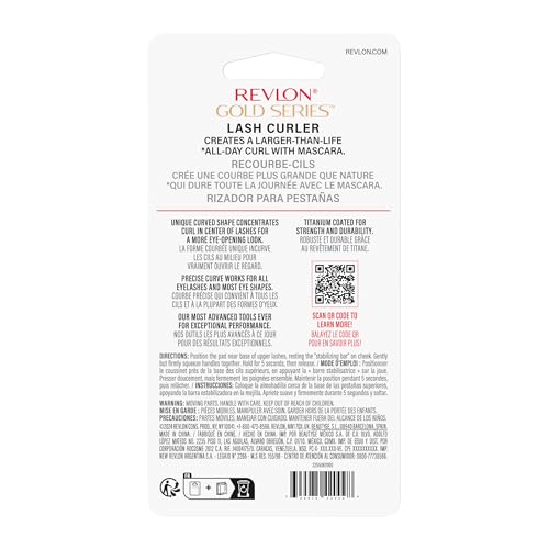 Revlon Gold Series Eye Lash Curler, Creates Open Eye Look, Easy to Use, Titanium-Coated for Durability, 1 Count