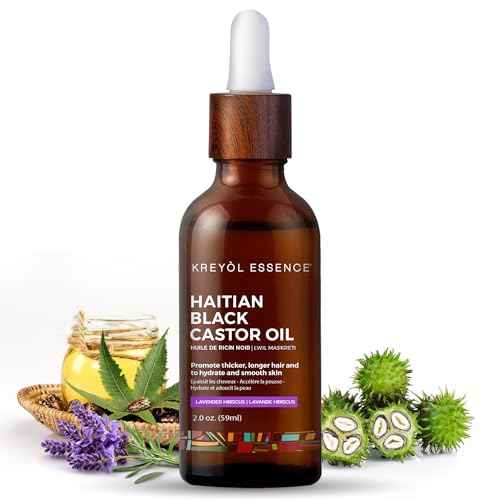 Kreyol Essence - Haitian Black Castor Oil for Skin and Hair, Glass Bottle | Cold Pressed | Hexane Free | Fuller-Looking Hair