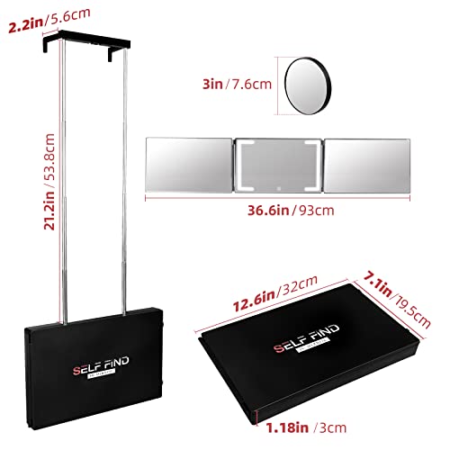 3-Way Mirror with Ring Light for DIY Hair Cutting